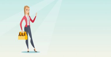 Kadın paket bira vektör çizim ile.