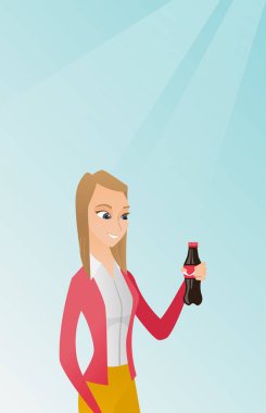 Genç kadın soda vektör çizim içme.