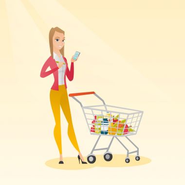 Hesap makinesinde sayma genç Kafkas kadın.