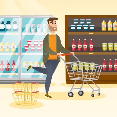 Beyaz adam deposundaki bir arabası ile çalışan.