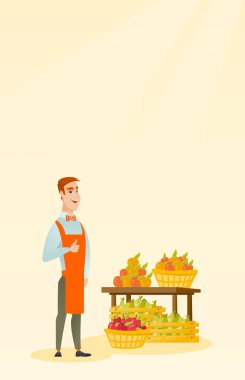 Başparmak vazgeçerek genç beyaz satıcı.