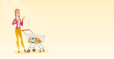 Hesap makinesinde sayma genç Kafkas kadın.