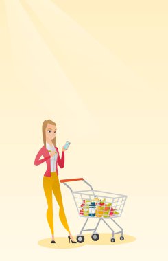 Hesap makinesinde sayma genç Kafkas kadın.