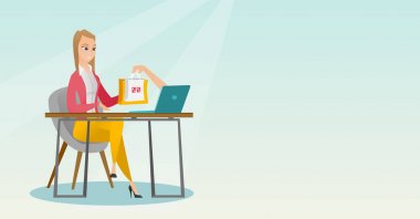 Kafkas kadın alışveriş torbaları--dan laptop elde.