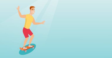 Beyaz delikanlı binme kaykay.