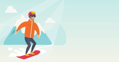 Beyaz delikanlı snowboard.