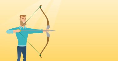 Bir yay ile eğitim genç beyaz okçu.