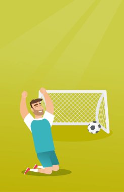 Bir gol kutluyor genç beyaz futbol oyuncusu.