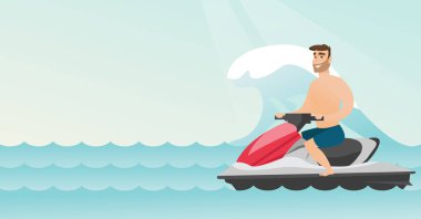 Beyaz adam denizde su scooter sürme