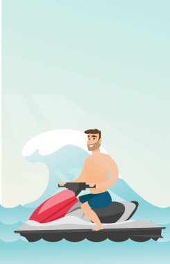 Beyaz adam denizde su scooter sürme