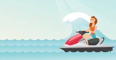 Kafkas kadın denizde su scooter sürme