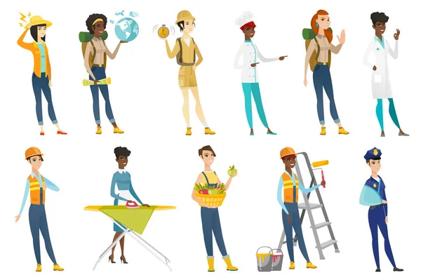 Professional women vector illustrations set. — Stock Vector