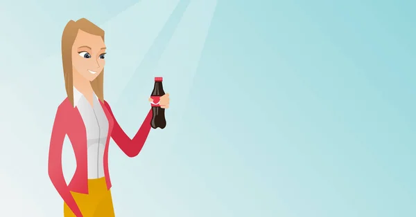 Jeune femme buvant du soda illustration vectorielle . — Image vectorielle