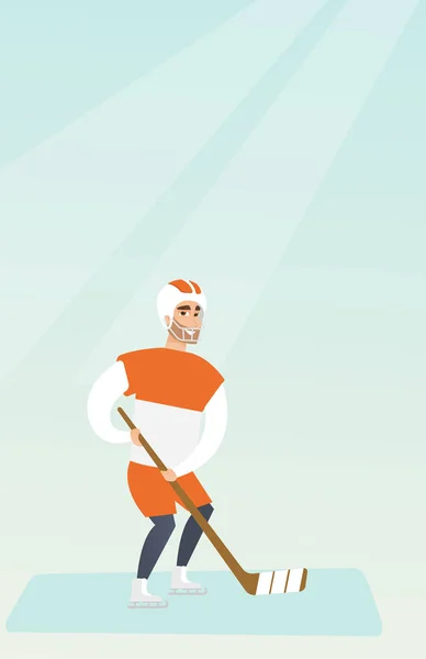 Młody kaukaski hokeju na lodzie. — Wektor stockowy