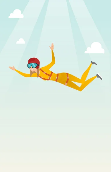 Paracadutista caucasico che salta con un paracadute . — Vettoriale Stock