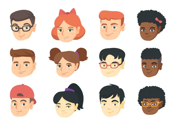 Ensemble vectoriel de dessins animés emoji souriants pour enfants . — Image vectorielle