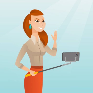 Beyaz kadın selfie yapma.