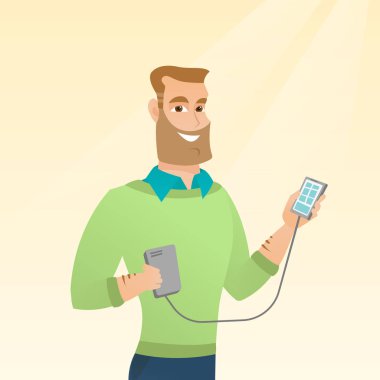 Adam reharging smartphone taşınabilir pil.