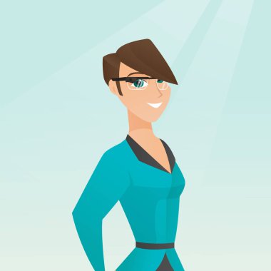 Akıllı gözlük takan genç Kafkas kadın.