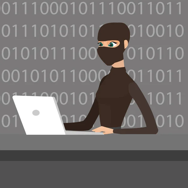 黑客使用的便携式计算机，窃取信息. — 图库矢量图片