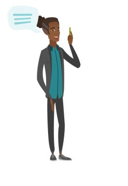 Genç Afrika işadamı ile konuşma balonu.
