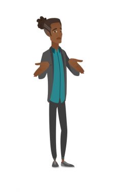 Omuzlarında shrugging karışık Afrika işadamı.