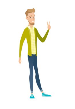 Beyaz işadamı gösteren zafer jest.