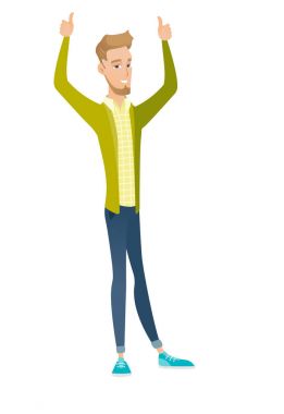 Beyaz işadamı ile ayakta kollarını kaldırdı