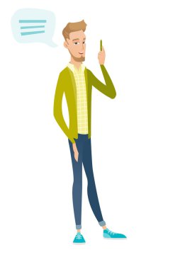 Genç Beyaz işadamı ile konuşma balonu.