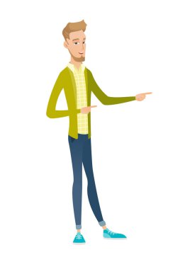 Genç Beyaz işadamı tarafına işaret.