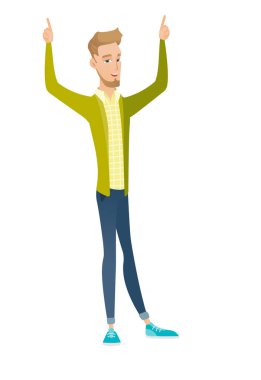 Beyaz işadamı ile ayakta kollarını kaldırdı