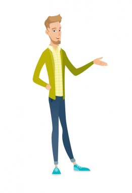 iş adamı kolundan dışarı hoş bir jest ile.