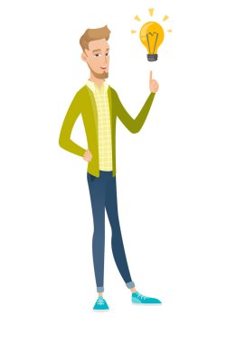 Beyaz iş adamı fikri ampul işaret.