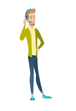 Beyaz müşteri hizmeti operatör kulaklık.