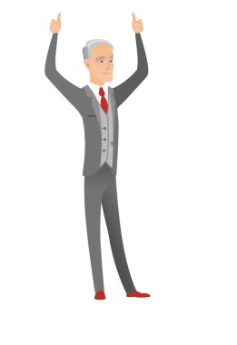 Beyaz işadamı ile ayakta kollarını kaldırdı