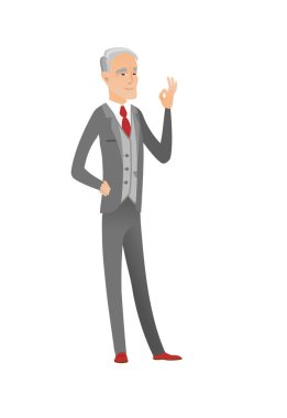 Ok işaret gösteren üst düzey beyaz iş adamı