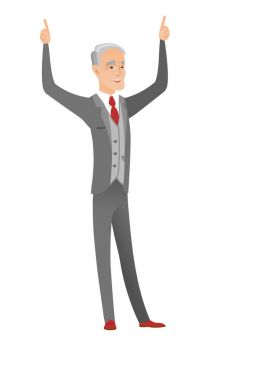 Beyaz işadamı ile ayakta kollarını kaldırdı