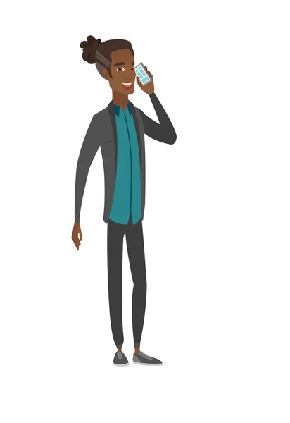 Empresario africano hablando por teléfono móvil . — Vector de stock