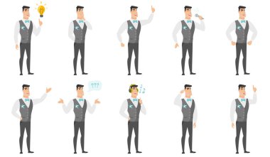 Vektör çizimleri damat karakteri ile ayarla.