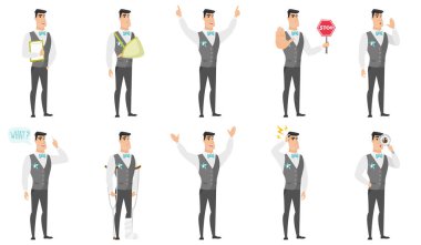 Vektör çizimleri damat karakteri ile ayarla.