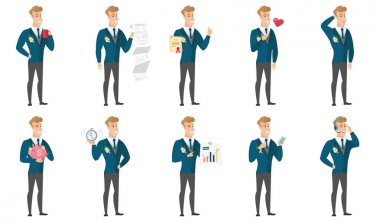 Vektör çizimleri damat karakteri ile ayarla.