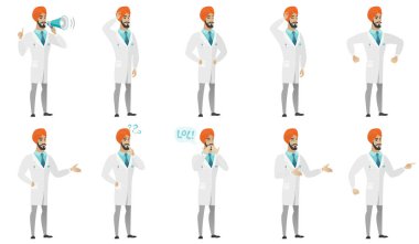 Müslüman doktor vektör çizimler set.