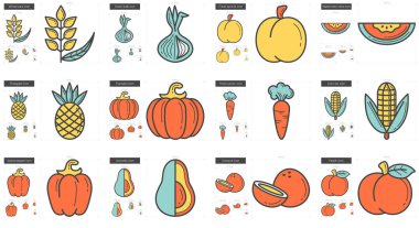 Sağlıklı gıda hattı Icon set.