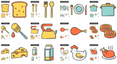 Sağlıklı gıda hattı Icon set.