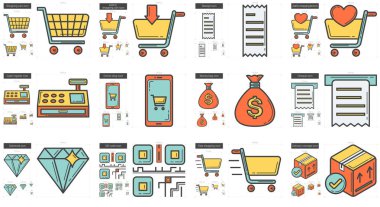 Alışveriş satır Icon Set.