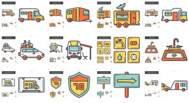 Seyahat ve tatil satırı Icon set.