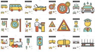 Ulaşım hattı Icon set.