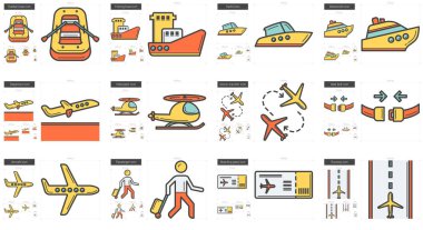 Ulaşım hattı Icon set.