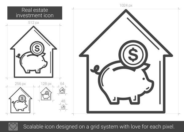 Real estate investment line icon.