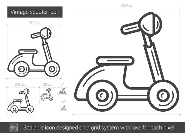 Vintage scooter lijn pictogram. — Stockvector